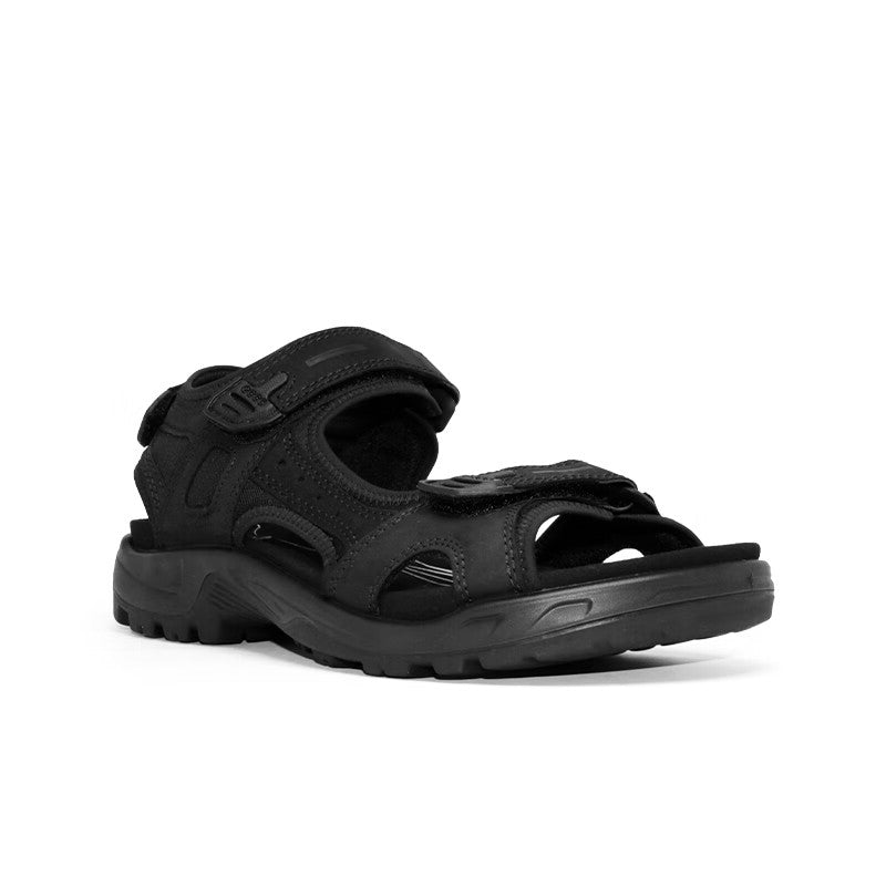 ECCO Yucatan Plus Men's Sandals Black Leather for Summer Casual Shoes 822184