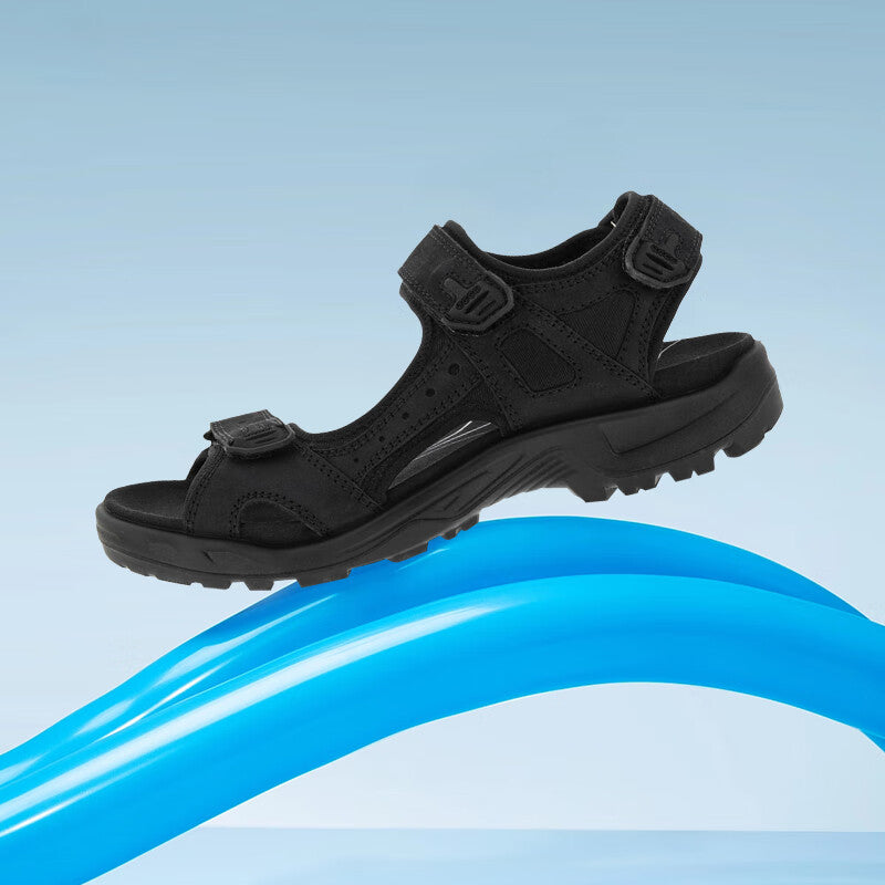 ECCO Yucatan Plus Men's Sandals Black Leather for Summer Casual Shoes 822184