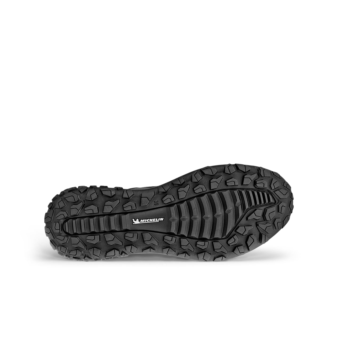 Black rubber outsole with Michelin traction tread for boot sneakers