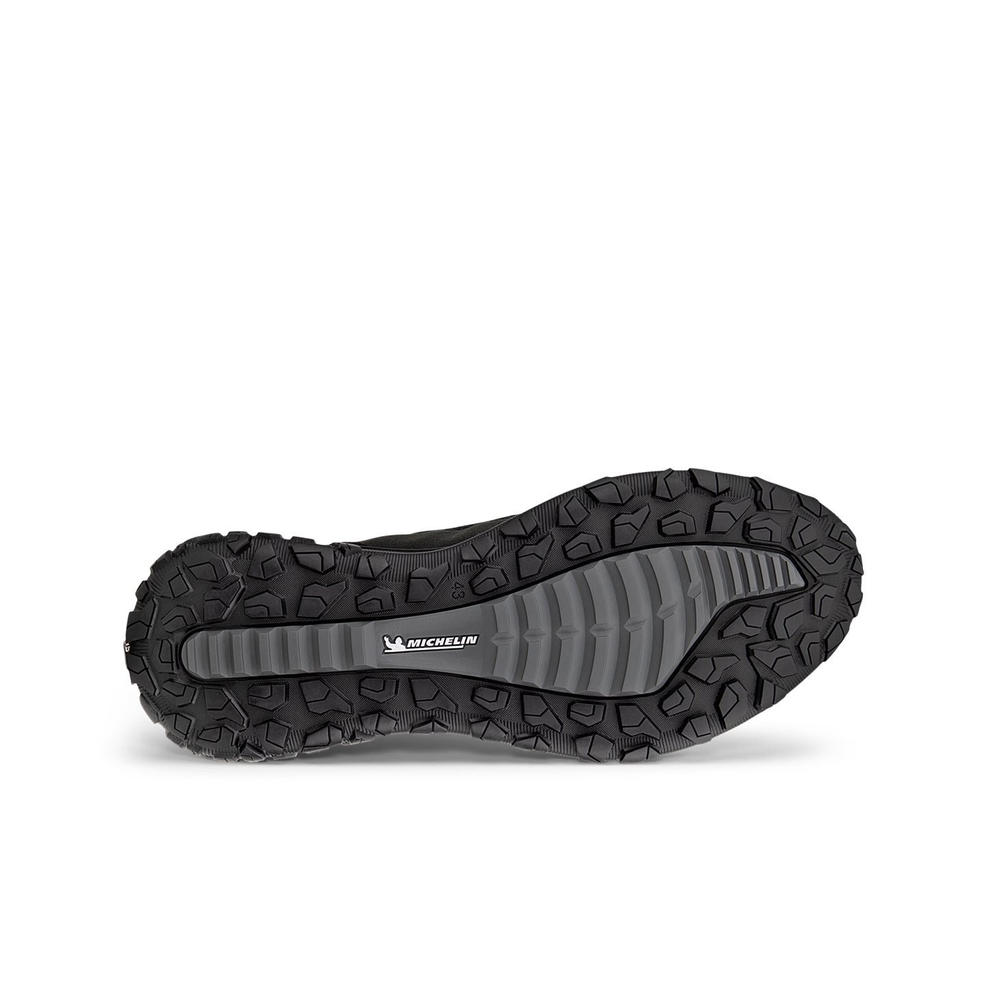 Men's black sneaker outsole with tread pattern and Michelin logo detail