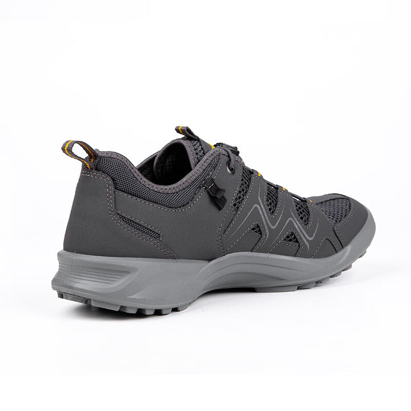 ECCO men's dark grey lace-up sneakers with heel collar pull tab and grippy outsole