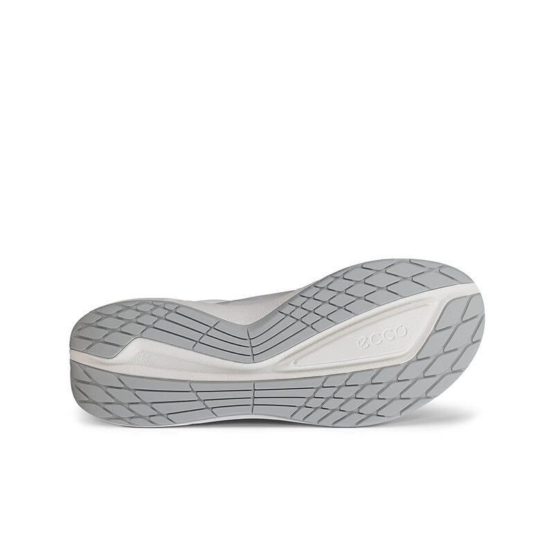 White sneaker outsole with patterned tread and ECCO logo on heel