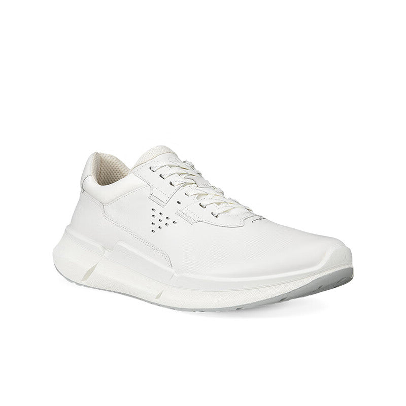 White men's lace-up sneakers with perforated details and cushioned sole