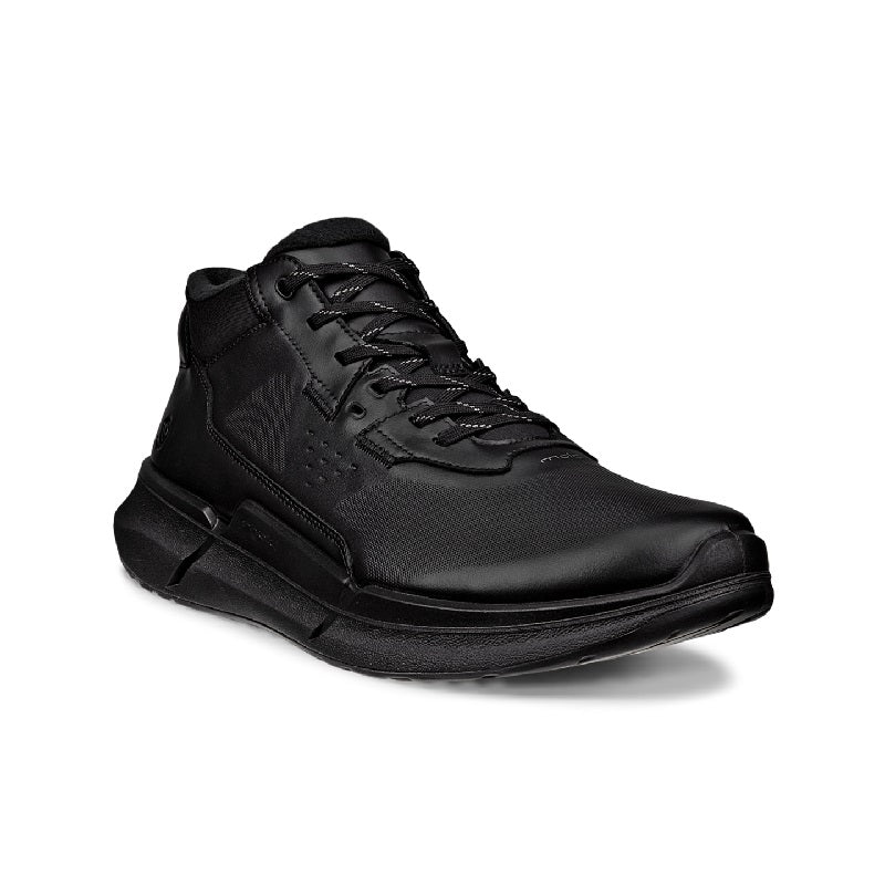 Men's black lace-up sneakers with textured leather and mesh upper