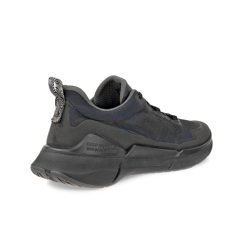 Men’s textile sneakers in dark gray, rear view with pull tab and padded collar