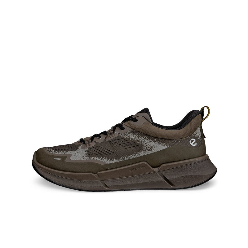 Men’s textile sneakers in olive-brown with lace-up front and side logo detail