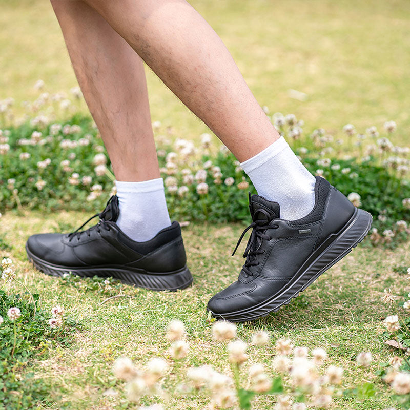 ECCO Exostride Men's Sneakers Black Leather Outdoor Casual Shoes 835304