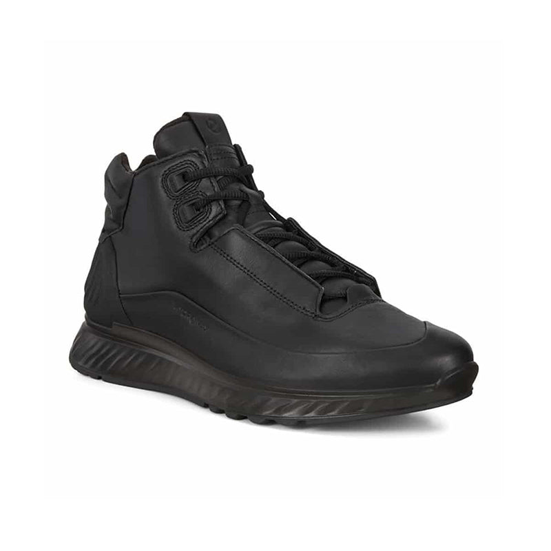 Black men’s high-top sneakers with lace-up closure and padded collar