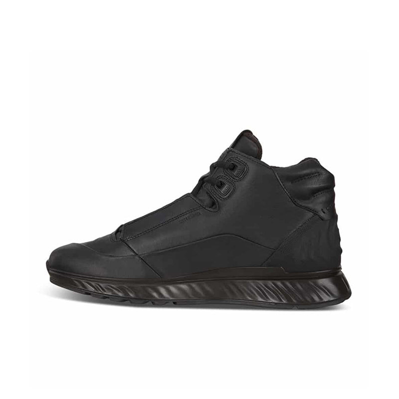 Black men’s high-top sneakers, lace-up with stitched panels and padded tongue