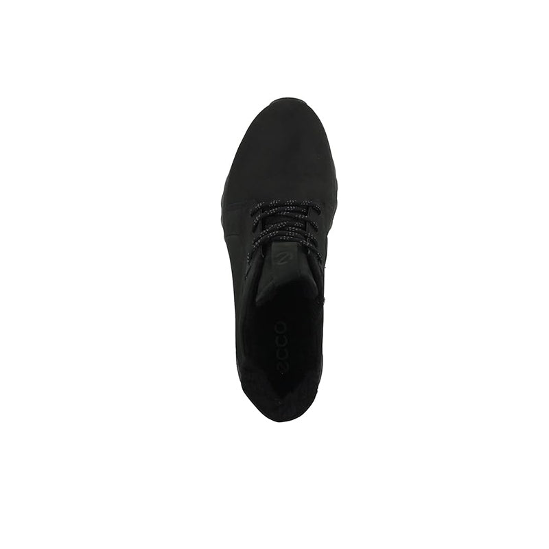ECCO men's leather lace-up sneaker toe view, dark black