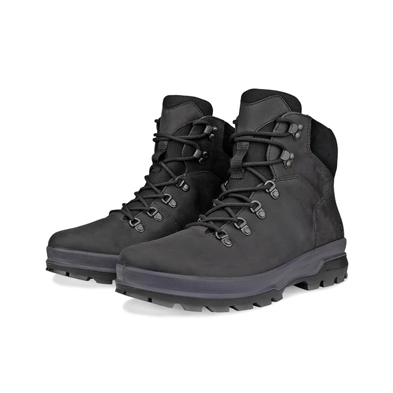 ECCO RUGGED TRACK Men's Boots Black Leather Waterproof Lace-up Casual Shoes 838184