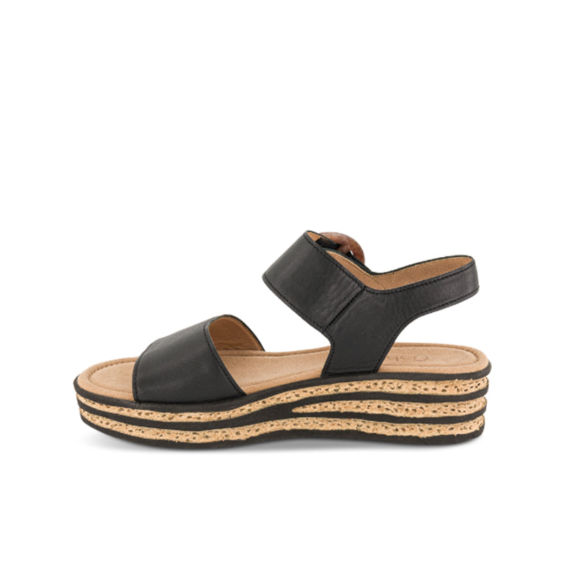 Gabor Women's Sandals Black leather with Velcro fastening Stylish Comfortable Shoes 84550