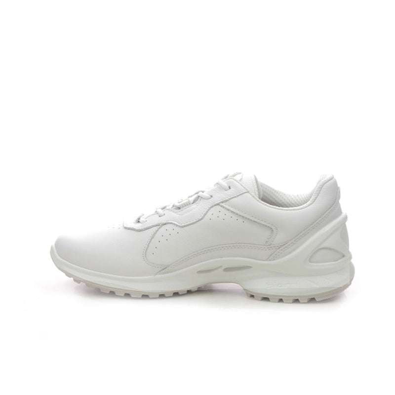 White leather lace-up womens sneaker with side cushioning and chunky outsole