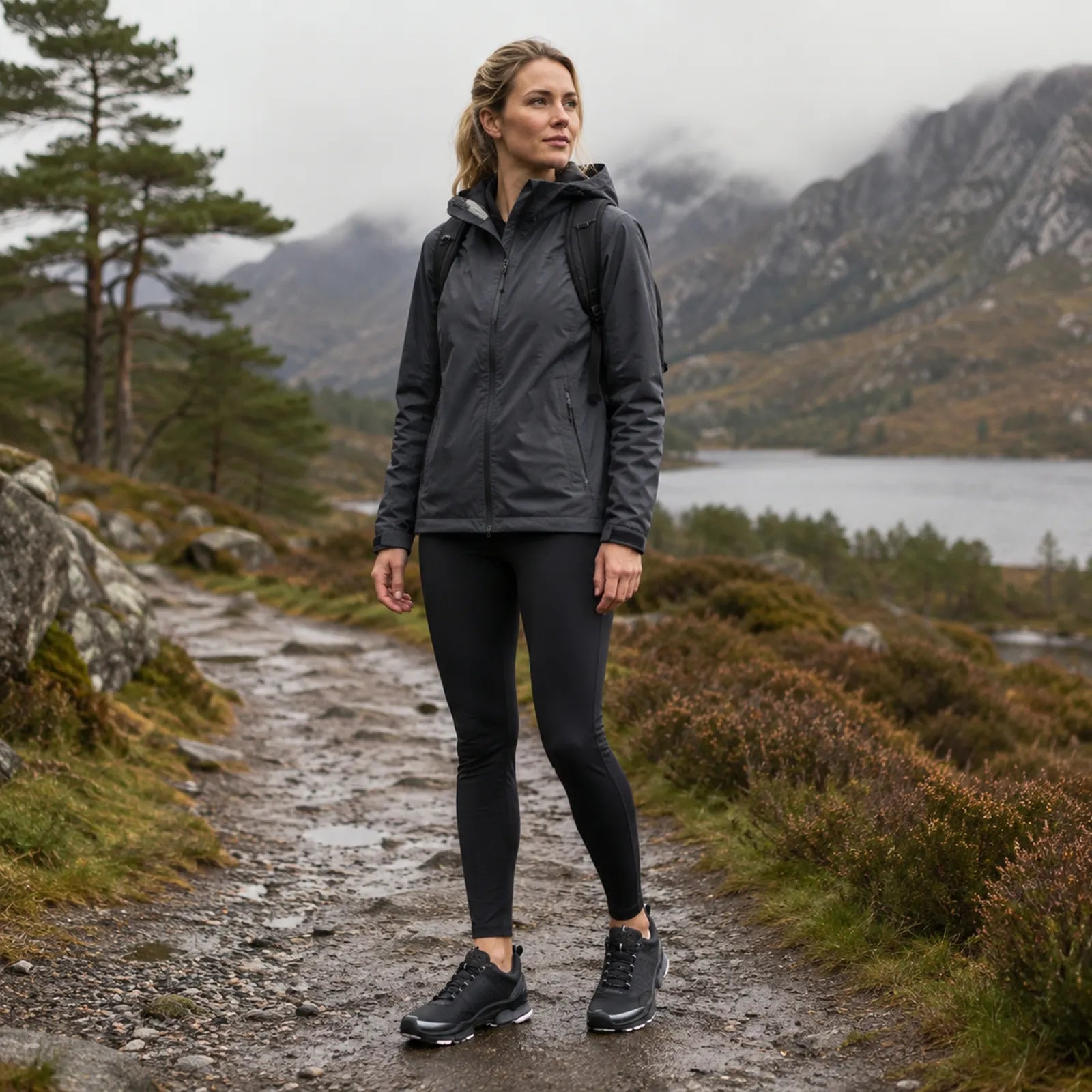 ECCO BIOM C2-TRAIL W women's black GORE-TEX trainers in an outdoor setting