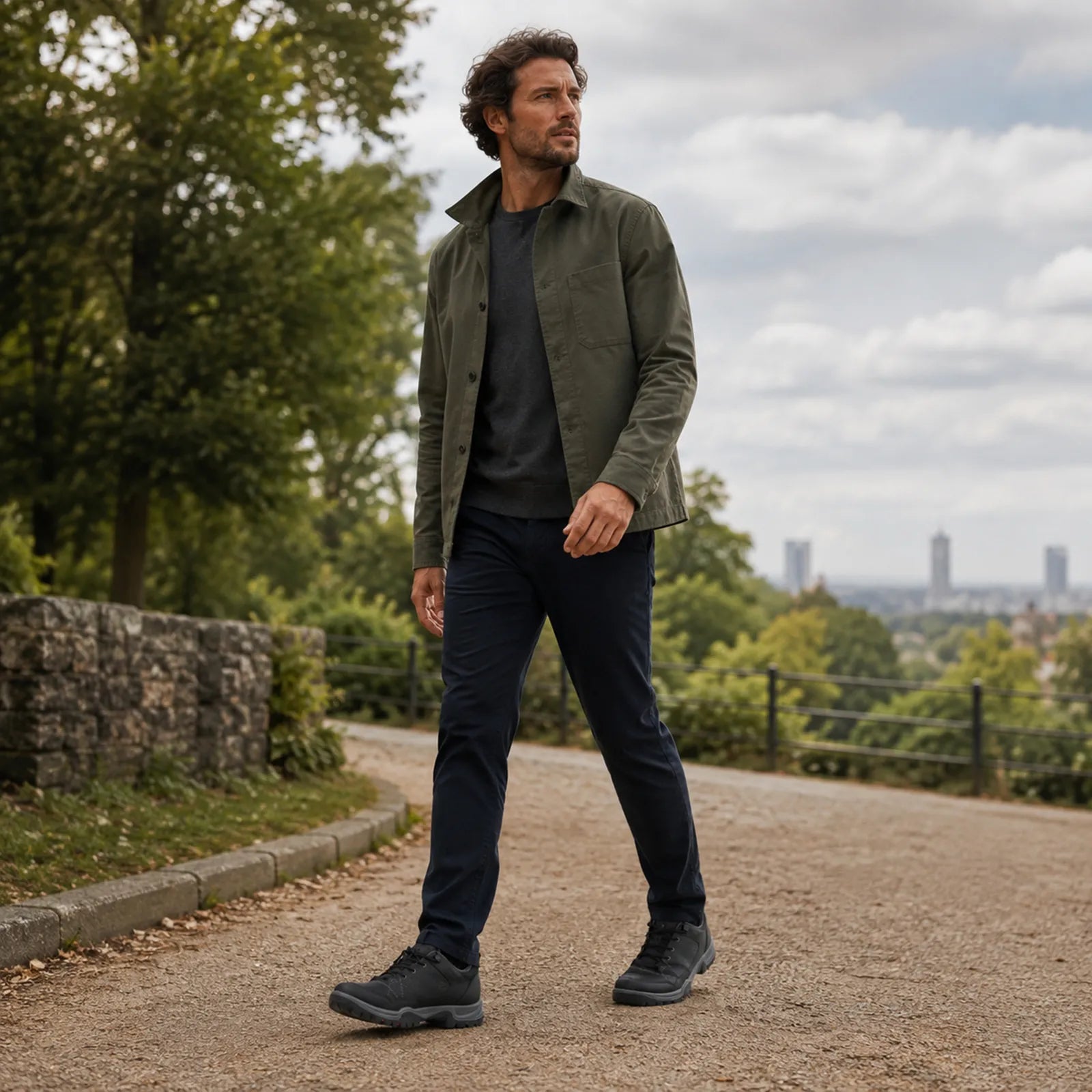 ECCO RECEPTOR TREKK men's black waterproof walking shoes styled for outdoor paths and countryside walks
