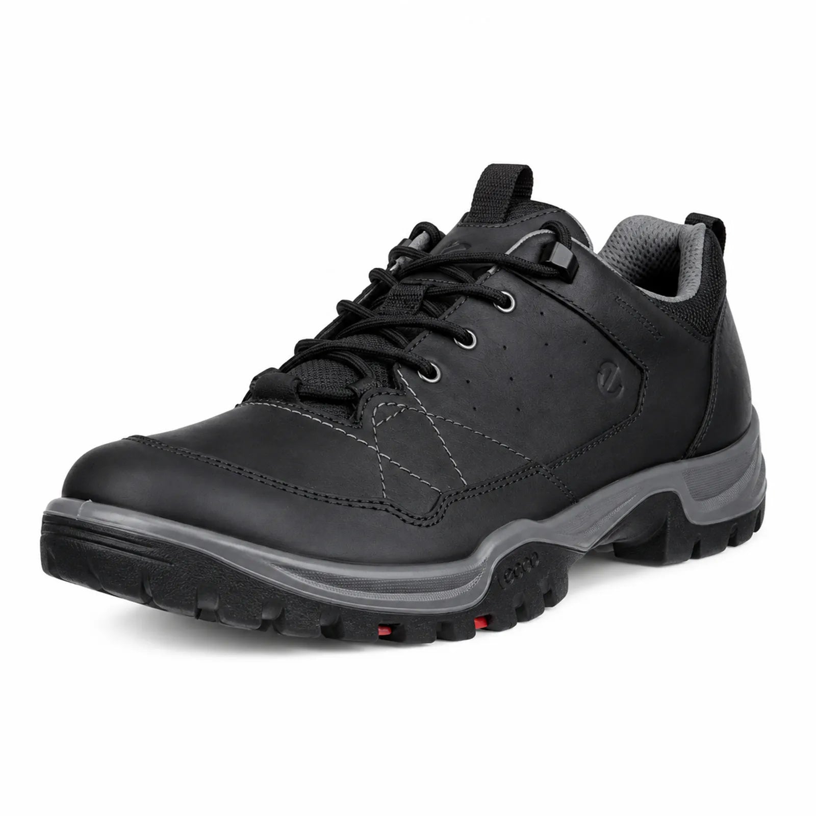 ECCO RECEPTOR TREKK men's black waterproof outdoor shoes with leather textile upper and rubber outsole, main product view