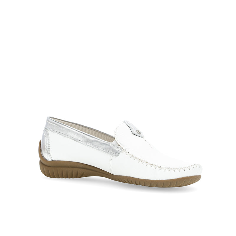 Gabor California Women's Loafers Silver Leather Slip-on Casual Shoes 86090