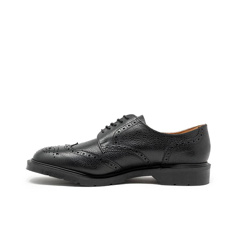 Solovair Men's Leather Shoes Black Grain 5-Eye Gibson Brogue Leather Shoes 950027