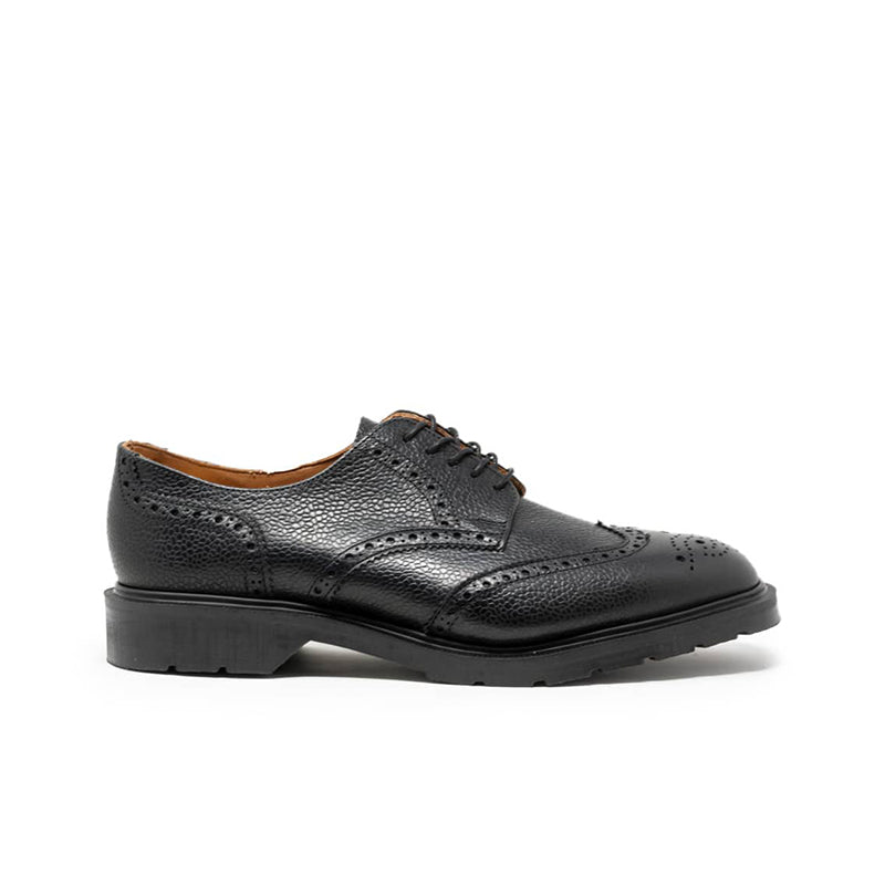 Solovair Men's Leather Shoes Black Grain 5-Eye Gibson Brogue Leather Shoes 950027