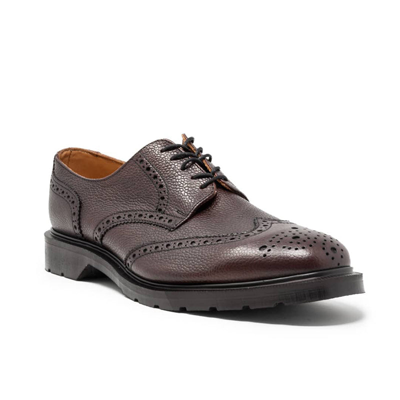 Solovair Men's Leather Shoes Burgundy Grain 5-Eye Gibson Brogue Leather Shoes 950030