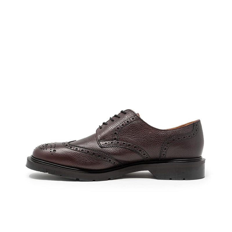 Solovair Men's Leather Shoes Burgundy Grain 5-Eye Gibson Brogue Leather Shoes 950030