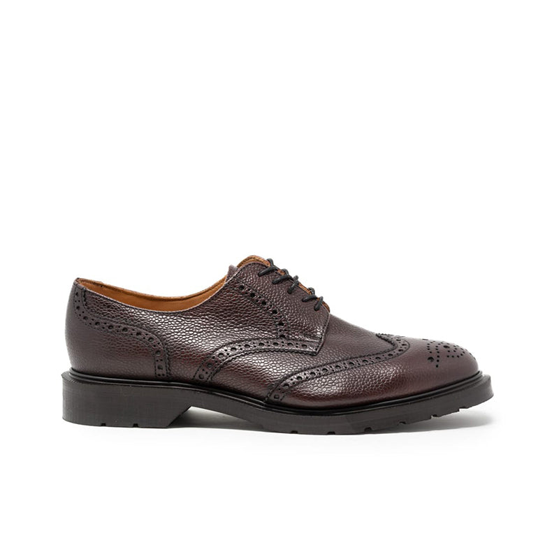 Solovair Men's Leather Shoes Burgundy Grain 5-Eye Gibson Brogue Leather Shoes 950030