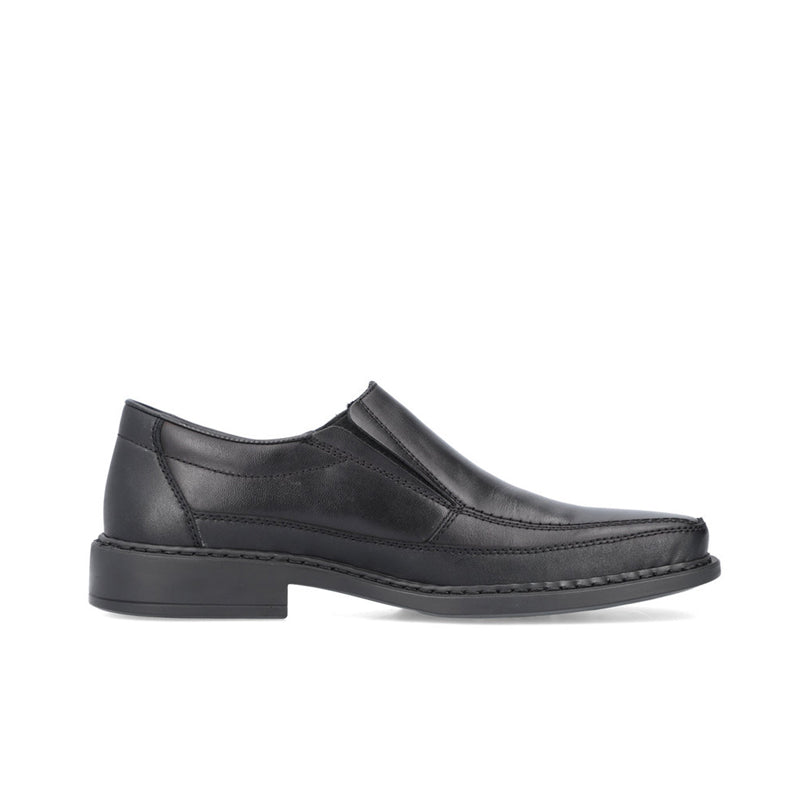 Rieker Men's Leather Shoes Black Formal Classic Slip-on Leather Shoes B0873