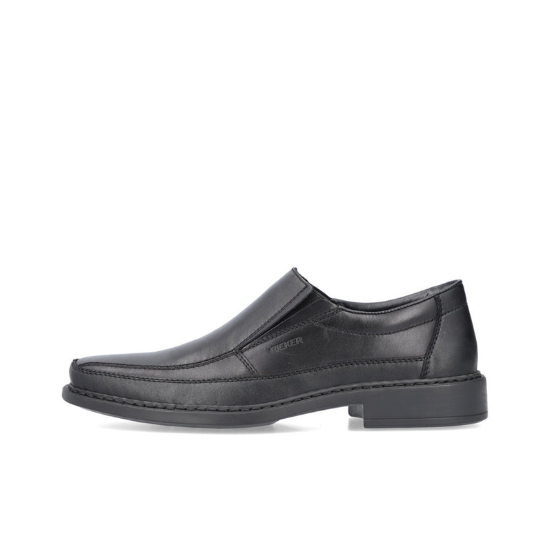 Rieker Men's Leather Shoes Black Formal Classic Slip-on Leather Shoes B0873