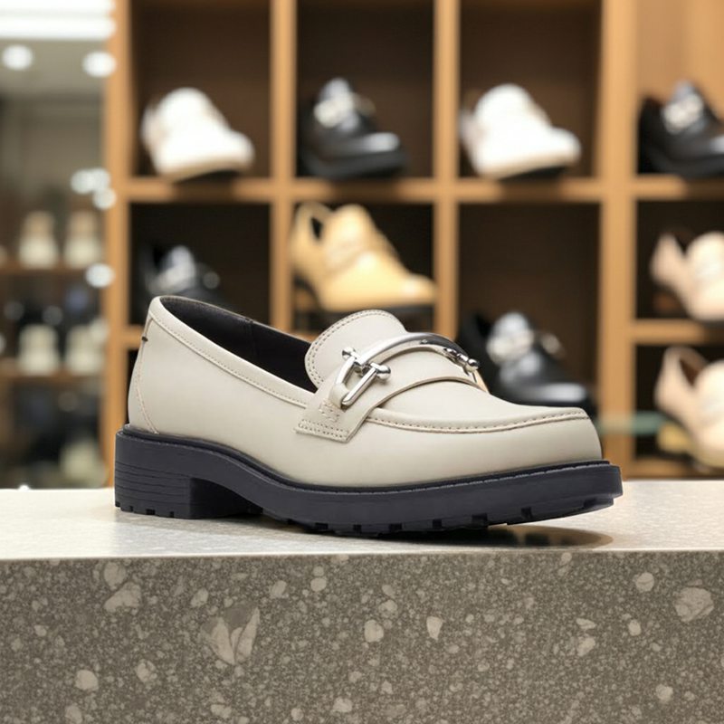 CLARKS Orinoco2 Edge Women's Loafers Ivory Leather Fashion Shoes