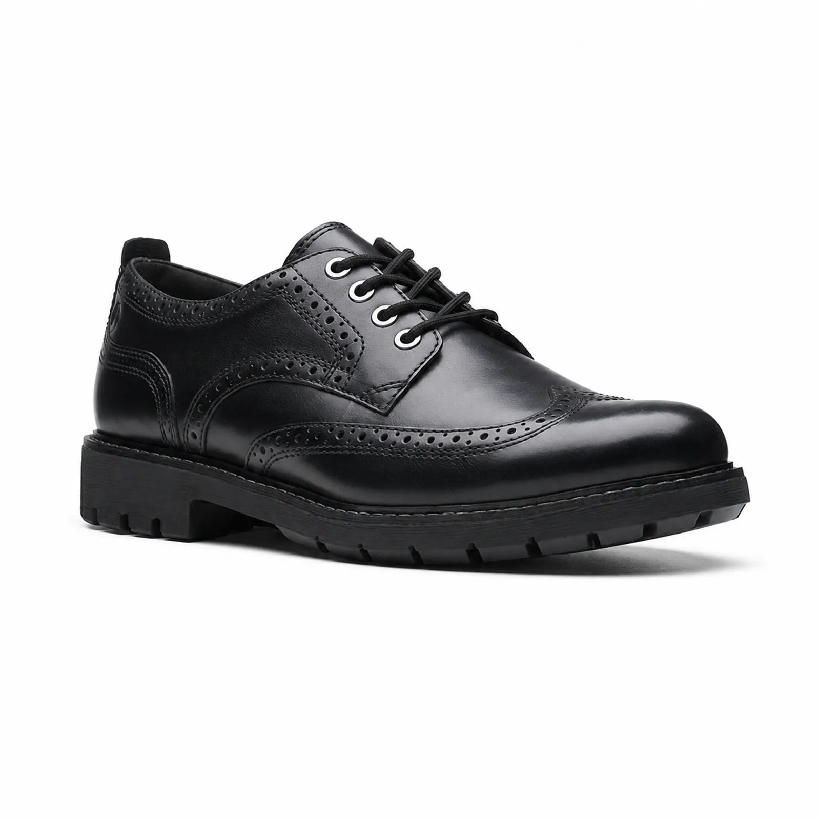 Clarks Batcombe Far men’s leather business shoes, black, lace-up with brogue detailing