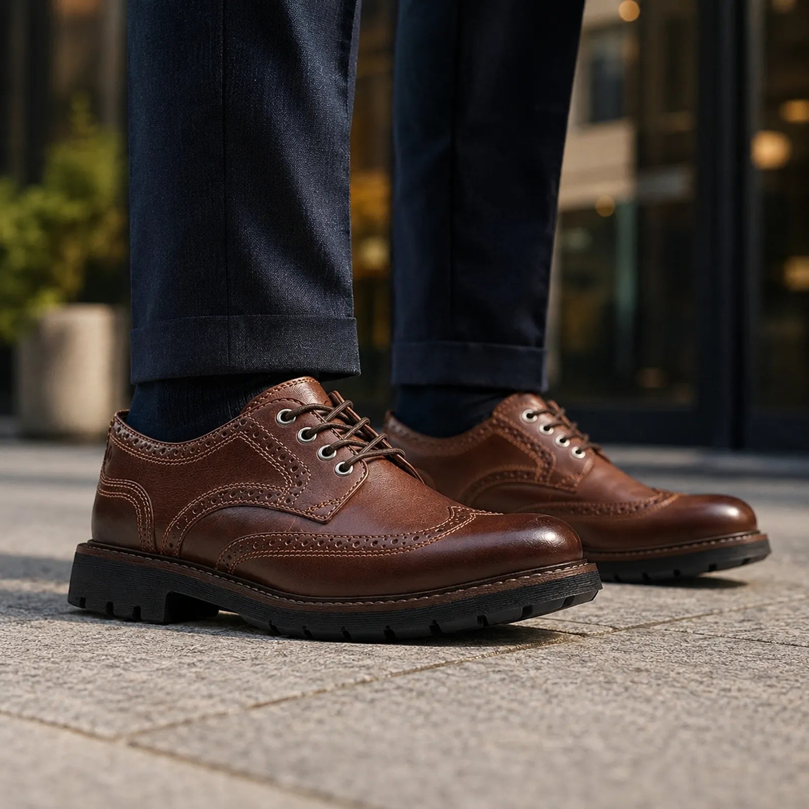 Clarks Batcombe Far men’s leather business shoes, brown, lace-up brogue and chunky outsole