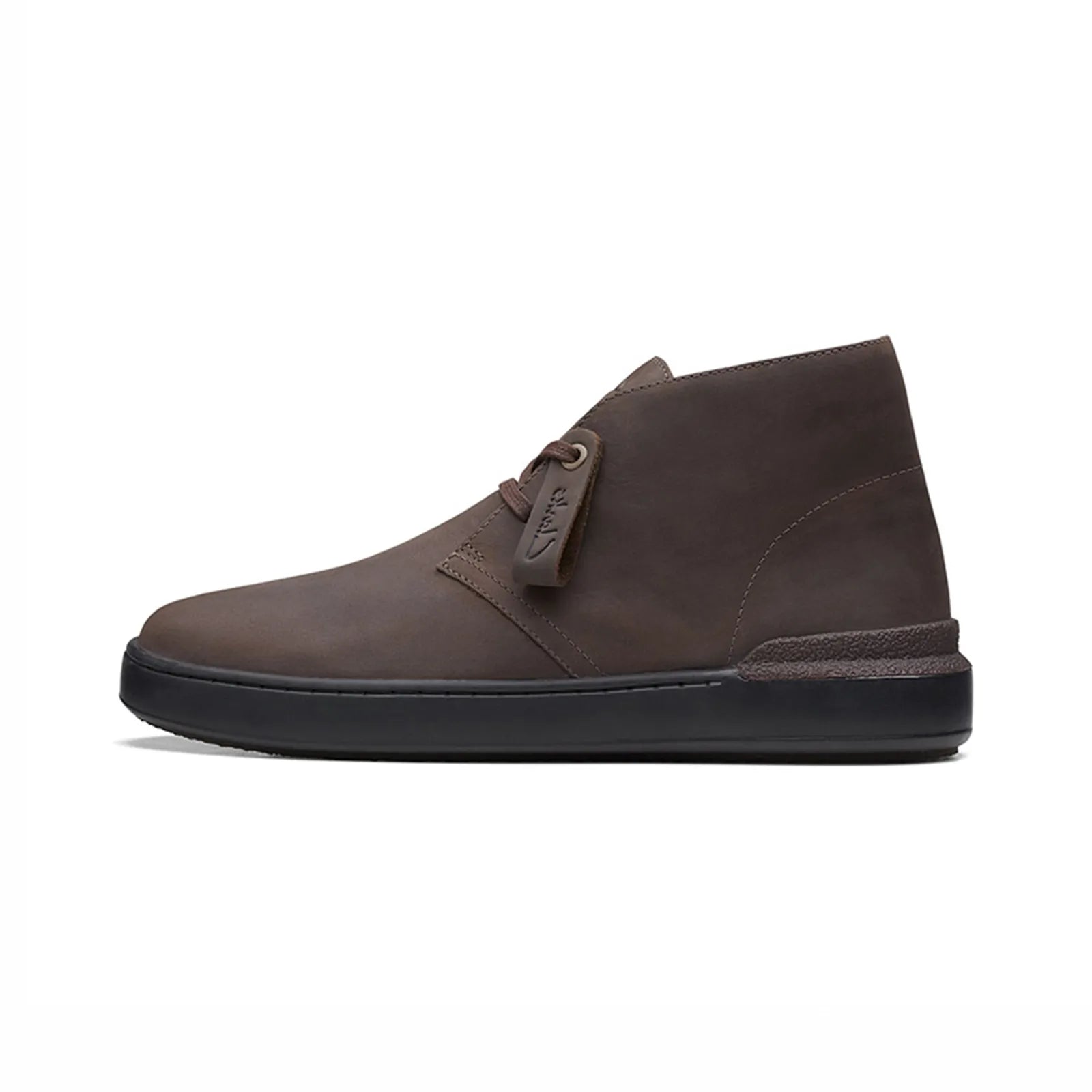 Men's dark brown suede chukka sneaker with lace-up strap detail