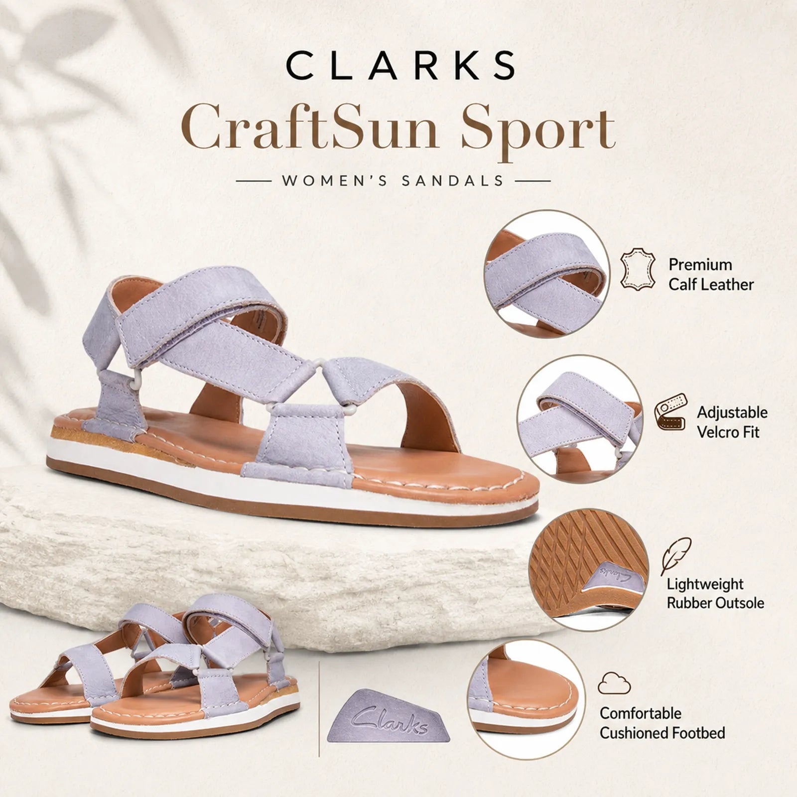Women's sport sandals, lilac with adjustable straps and rubber outsole