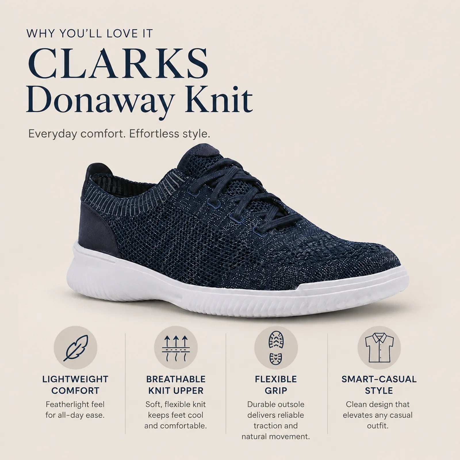 Men's knit lace-up sneakers, textured dark upper and white outsole