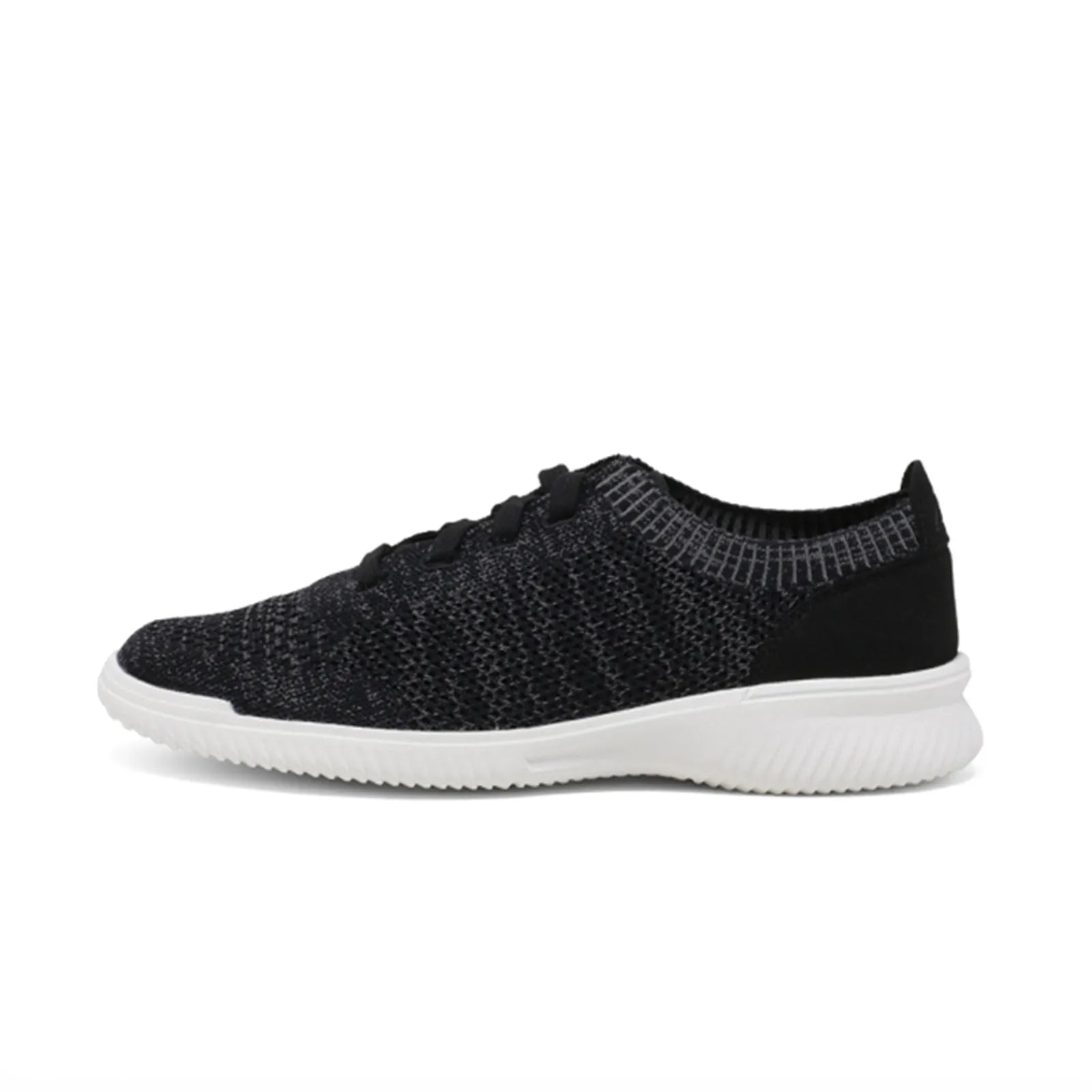 Dark knit slip-on style sneakers with lace-up detailing and white sole