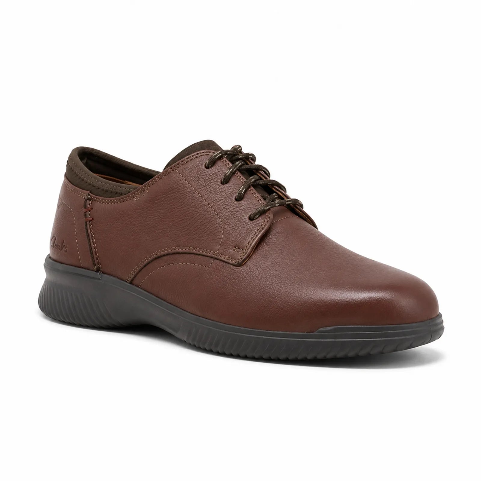 Mahogany leather men’s lace-up business shoe with rubber sole