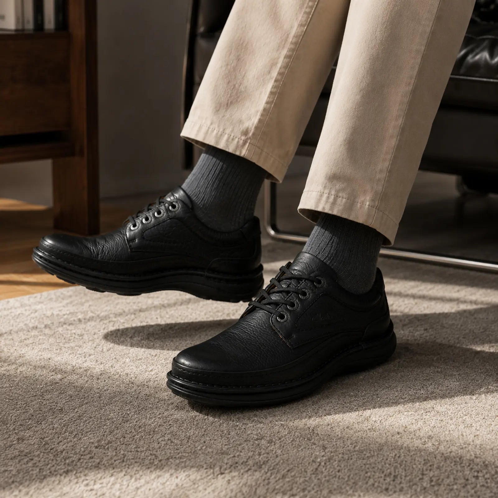 Clarks-Aldwin-Step-Men_s-Leather-Business-Shoes-_-Easy-Casual-Comfort-Black