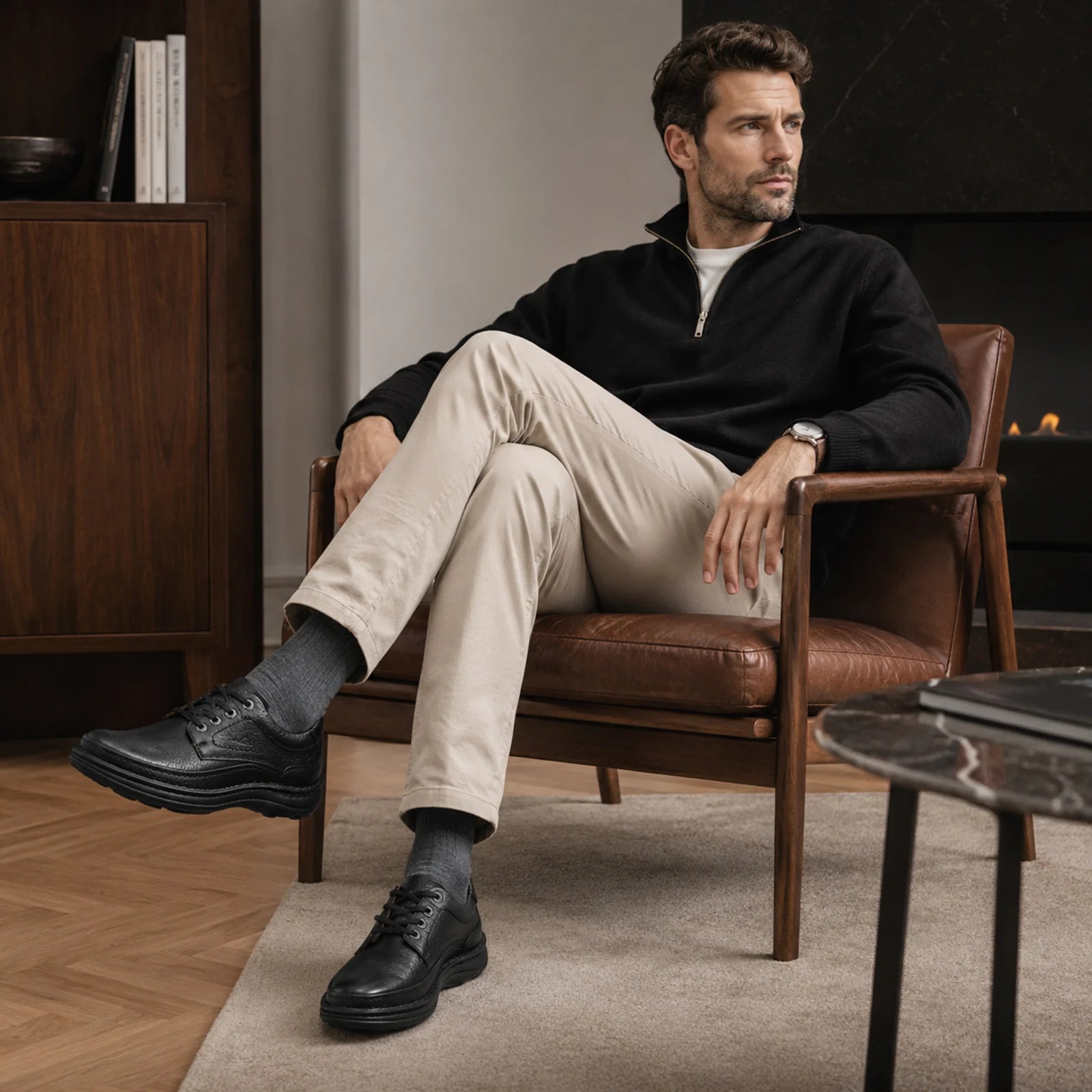 Clarks-Aldwin-Step-Men_s-Leather-Business-Shoes-_-Easy-Casual-Comfort-Black