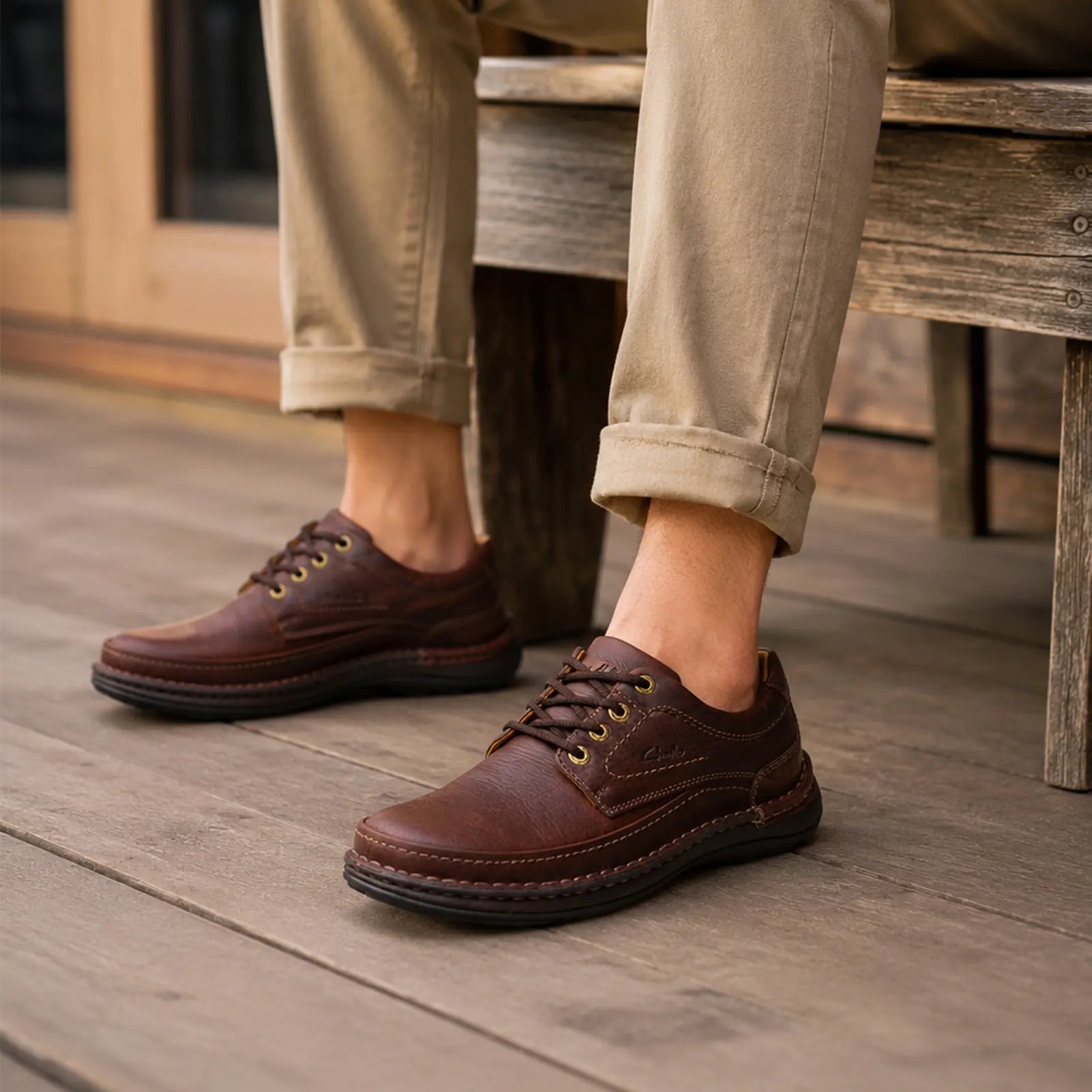 Clarks-Aldwin-Step-Men_s-Leather-Business-Shoes-_-Easy-Casual-Comfort-Brown
