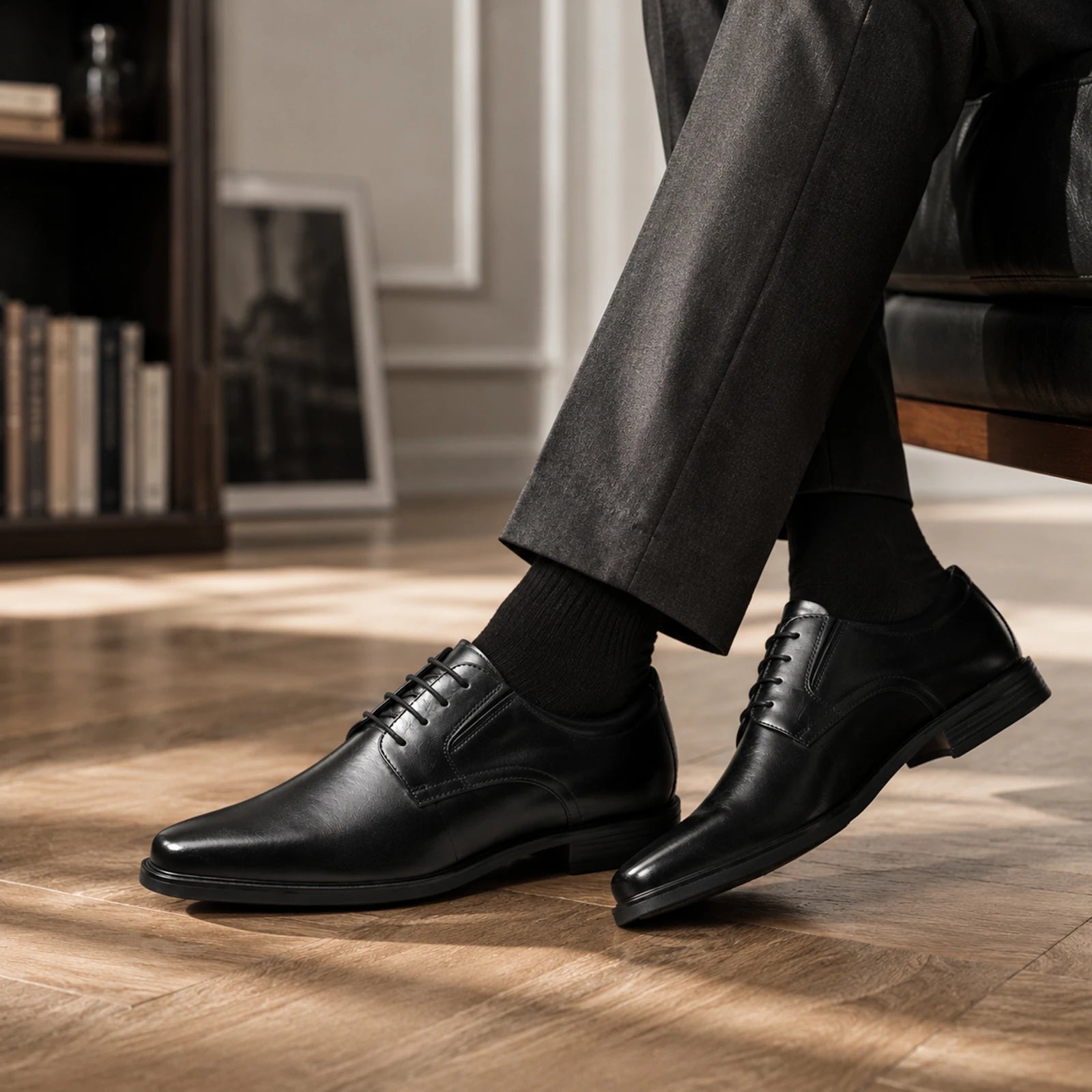 Clarks-Howard-Walk-Men_s-Leather-Business-Shoes-_-Comfortable-Smart-Wear-Black