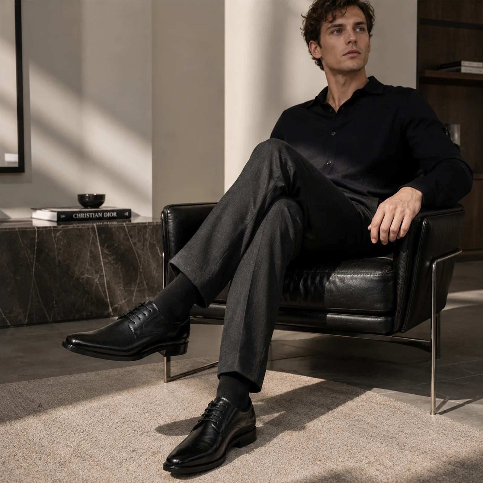 Clarks-Howard-Walk-Men_s-Leather-Business-Shoes-_-Comfortable-Smart-Wear-Black