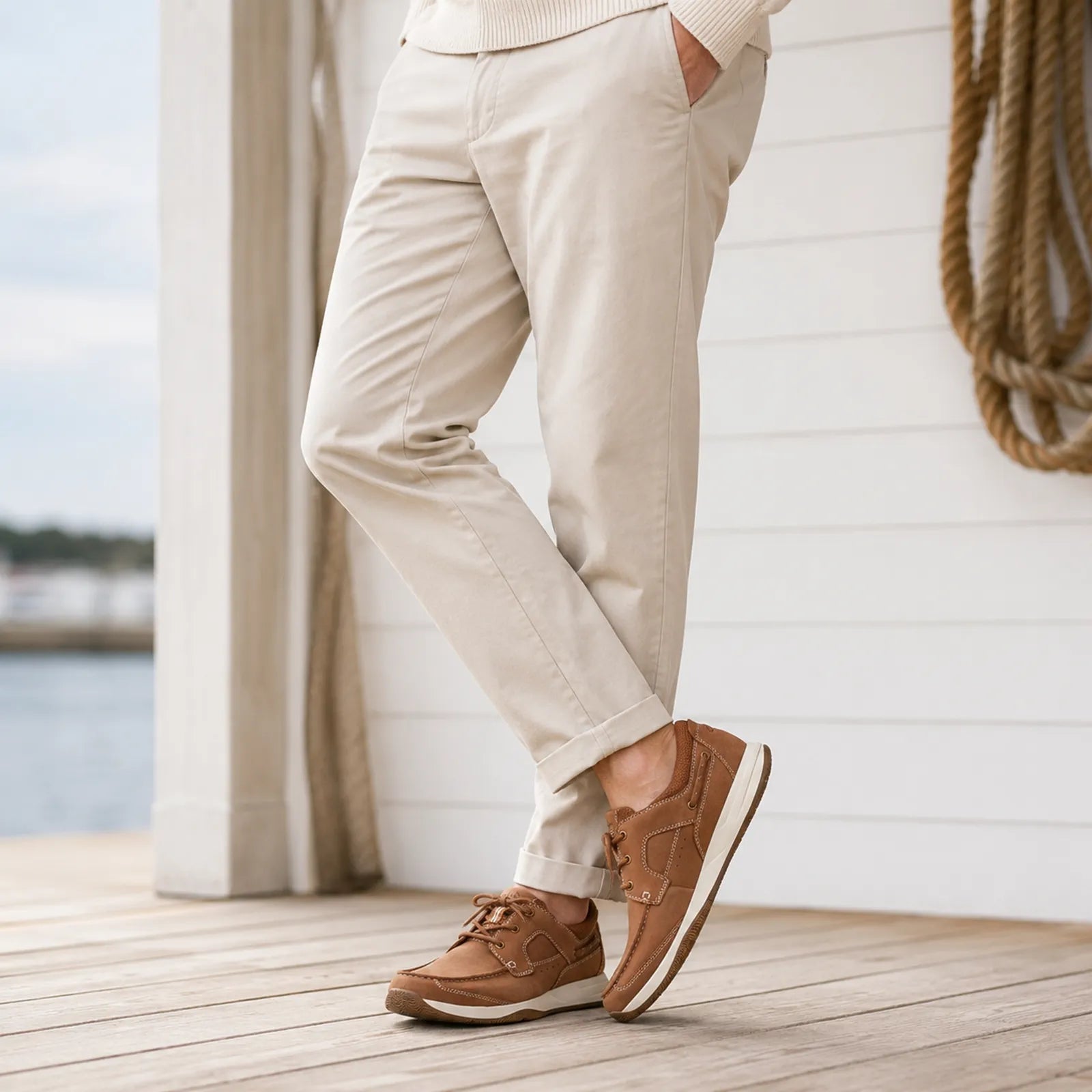Clarks Sailview Lace men's brown nubuck lace-up sneakers, side view