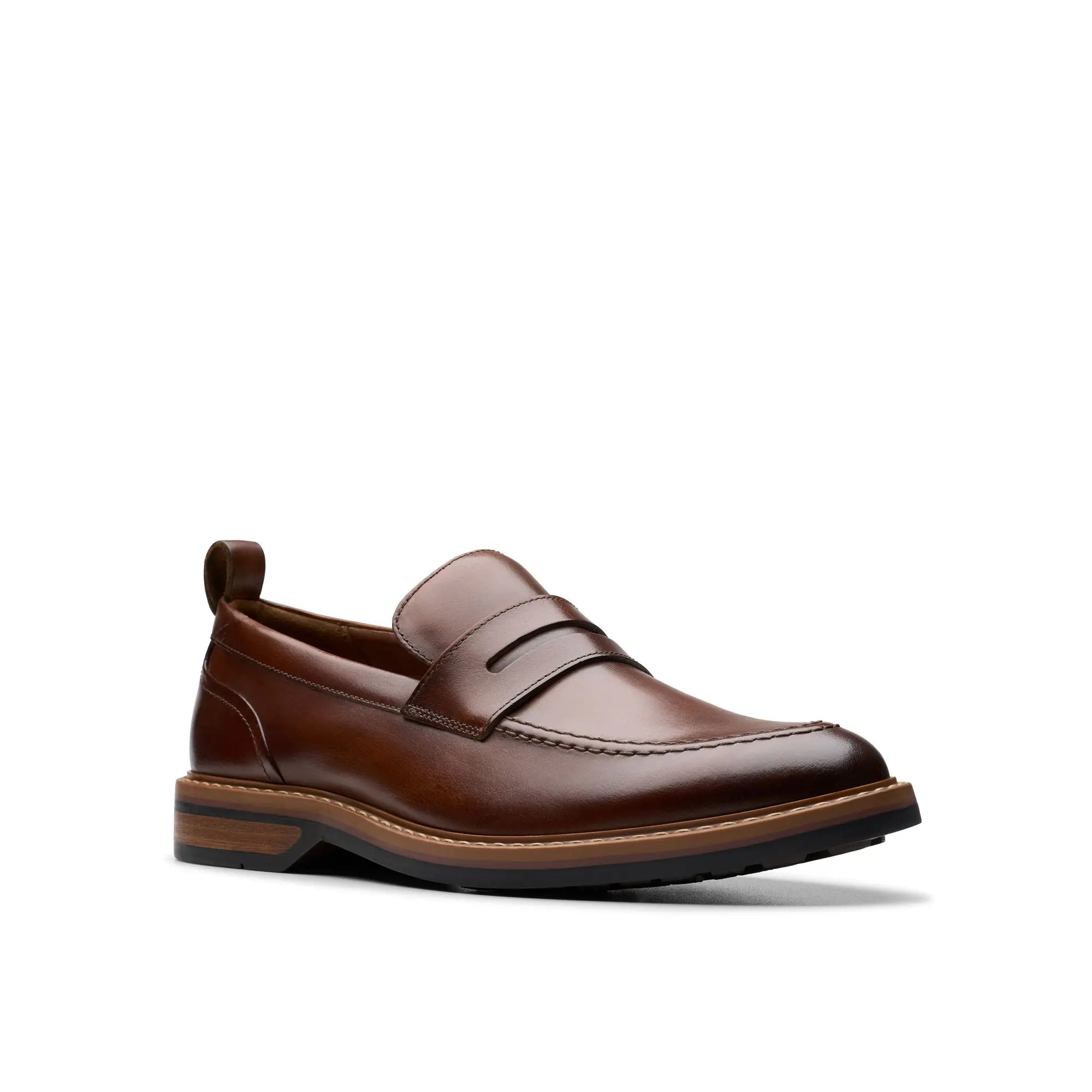 Clarks Aldwin Step Men's Leather Business Shoes – Easy Casual Comfort-Brown