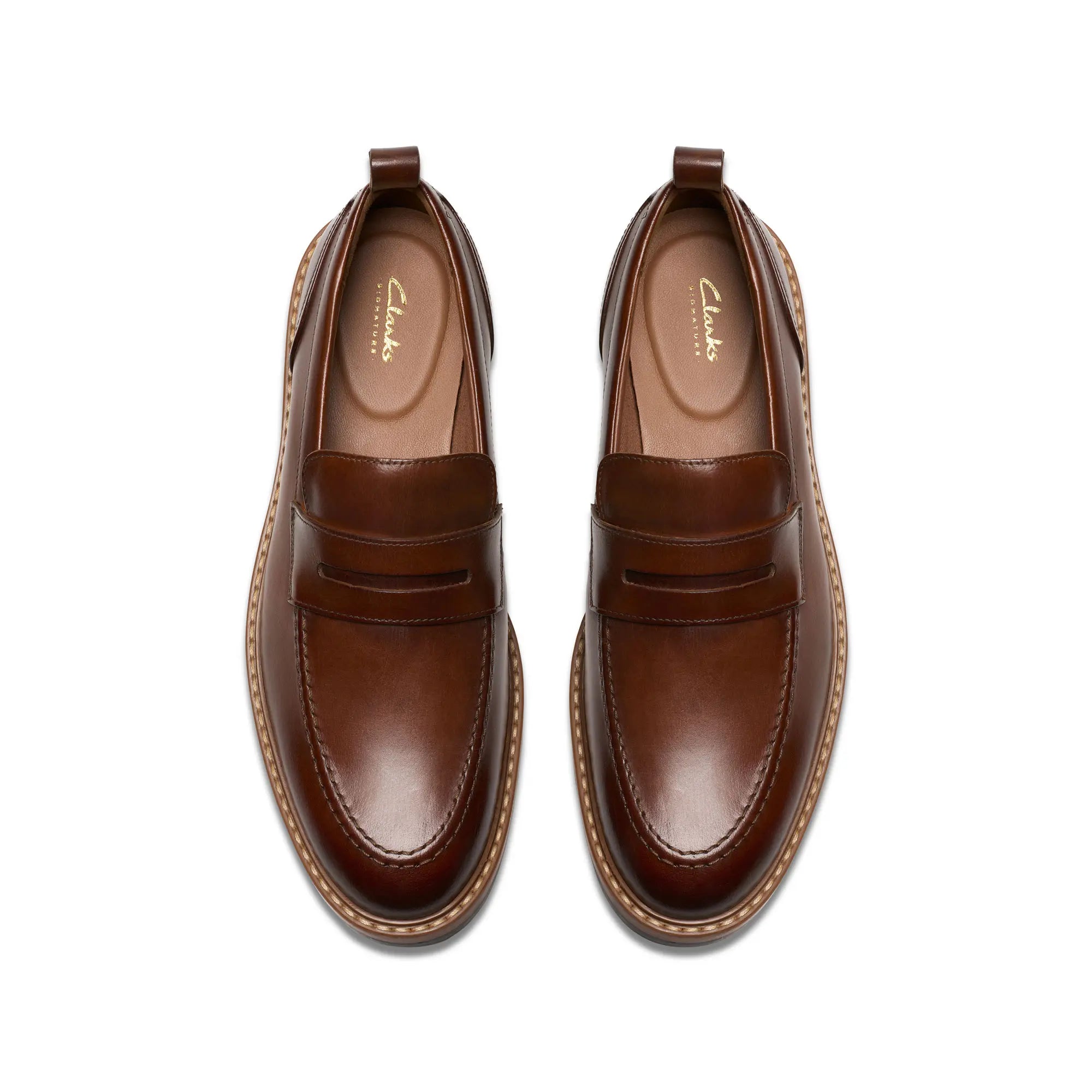 Clarks Aldwin Step Men's Leather Business Shoes – Easy Casual Comfort-Brown
