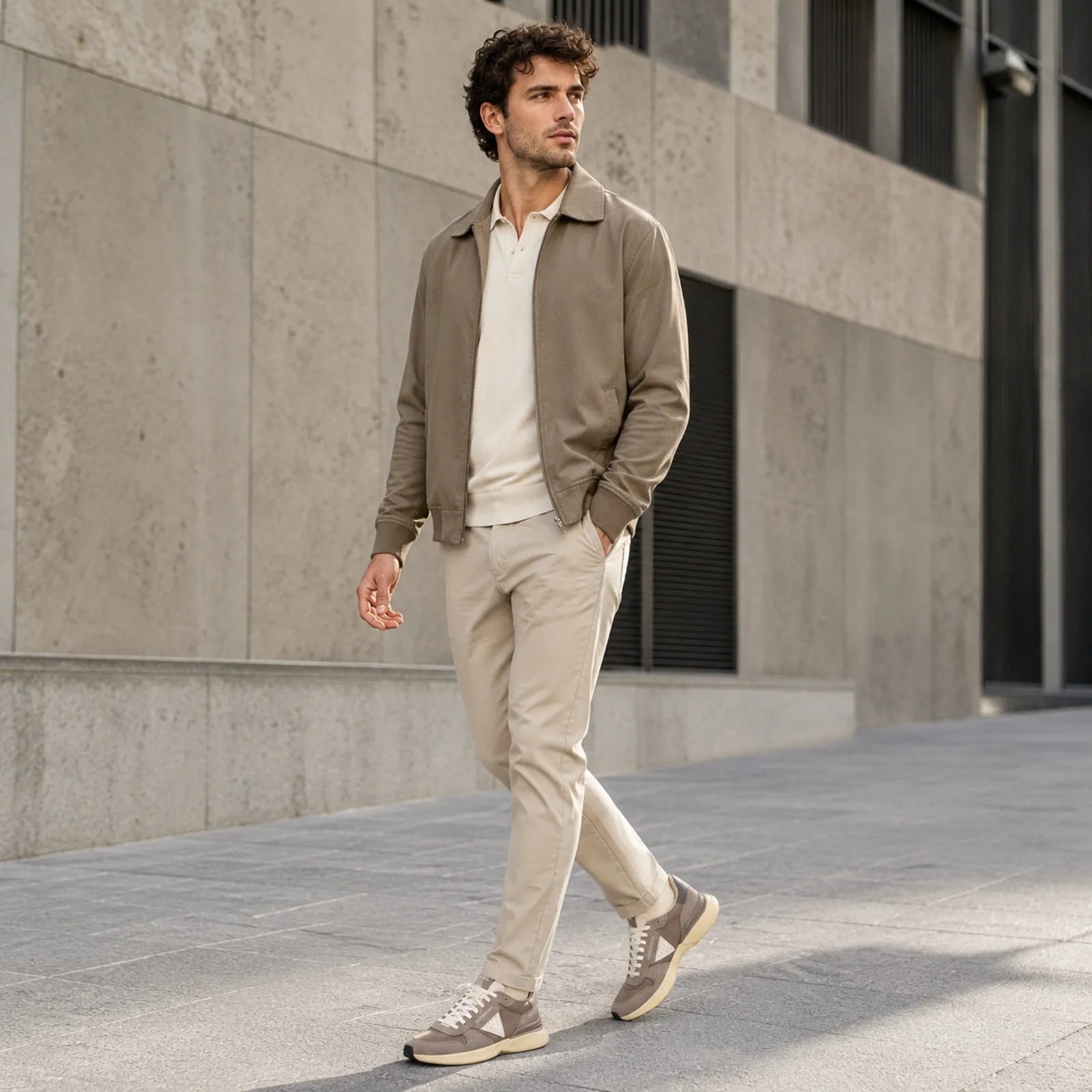 Man wearing Clarks Corsley Plain black leather loafers with smart casual outfit