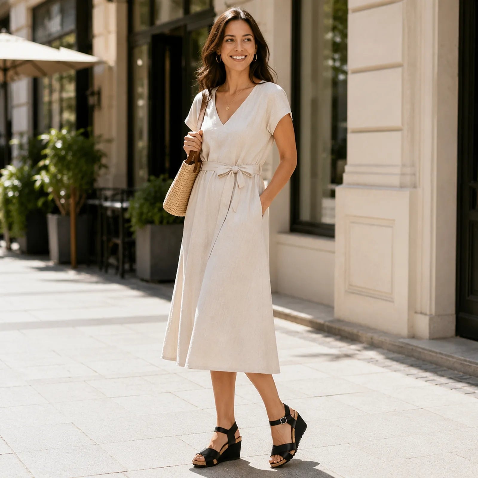 Black wedge sandals with ankle buckle strap and open toe