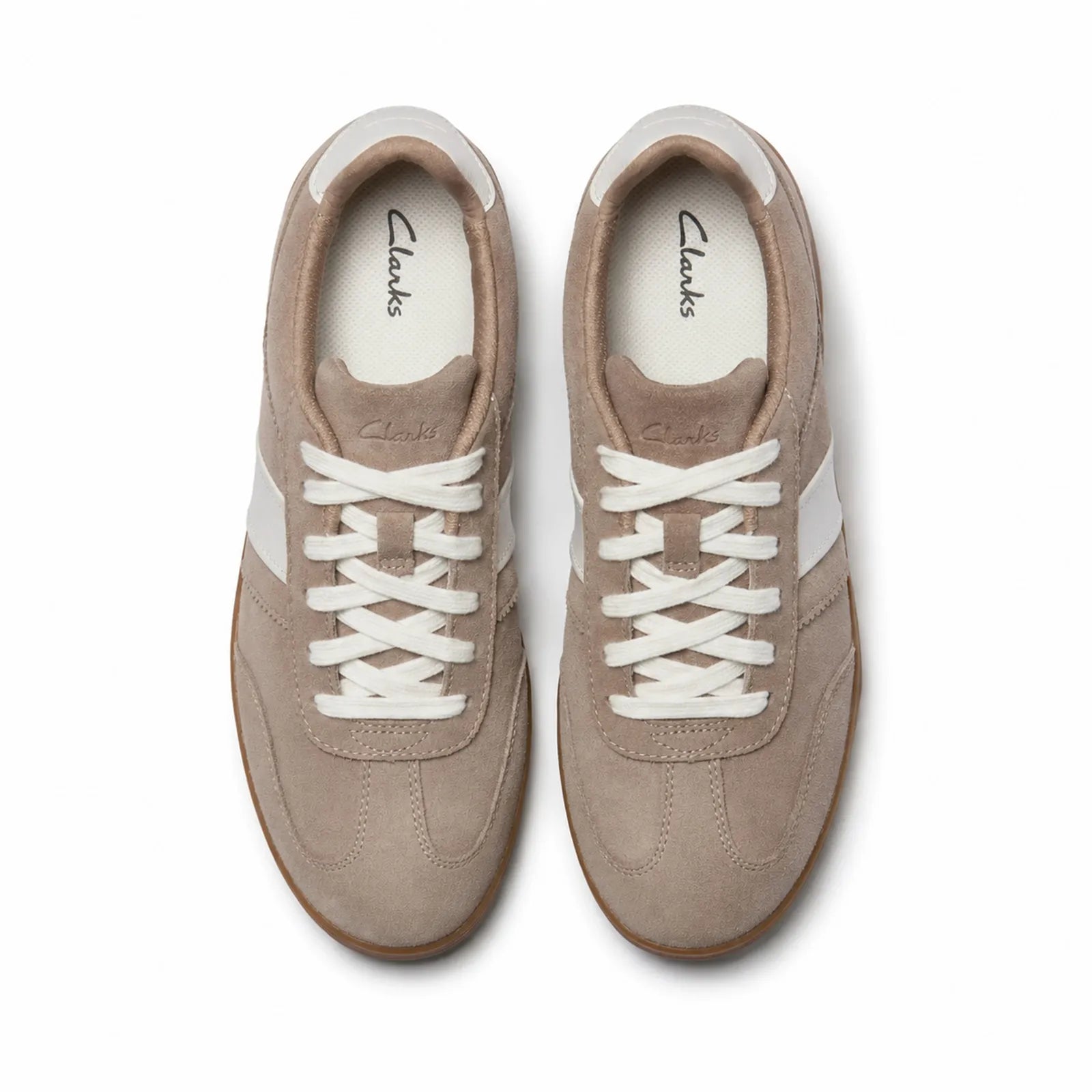 Side view of Clarks Seco Speed women's suede sneakers with durable rubber cupsole