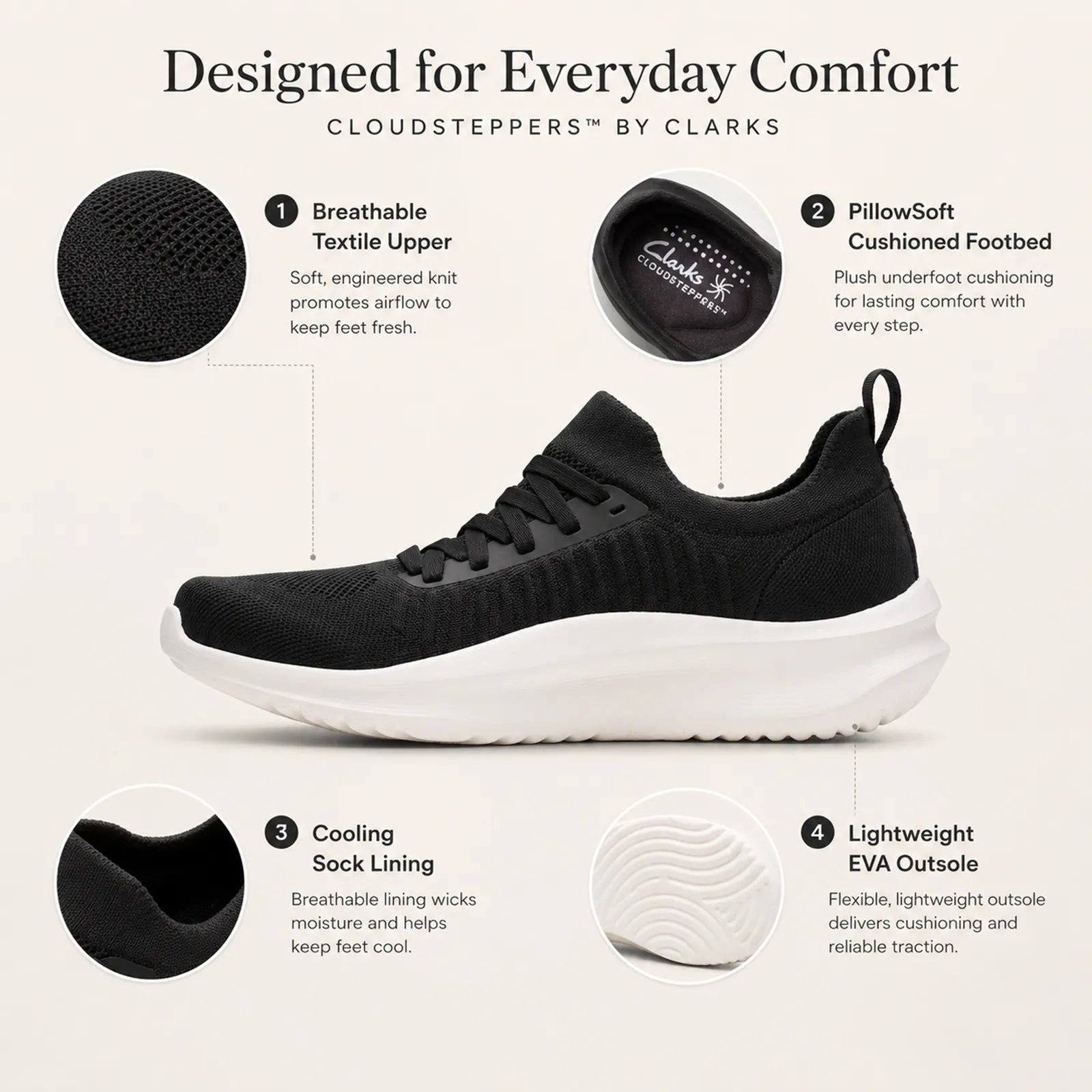 Black women's lace-up knit sneakers with white sole and textured breathable uppers.
