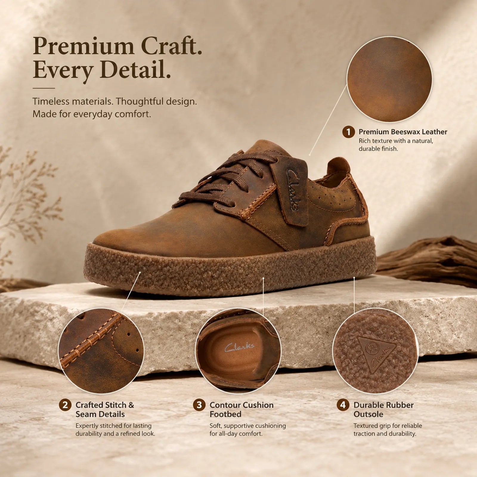 Brown oiled leather lace-up sneakers with lace closure and textured rubber outsole