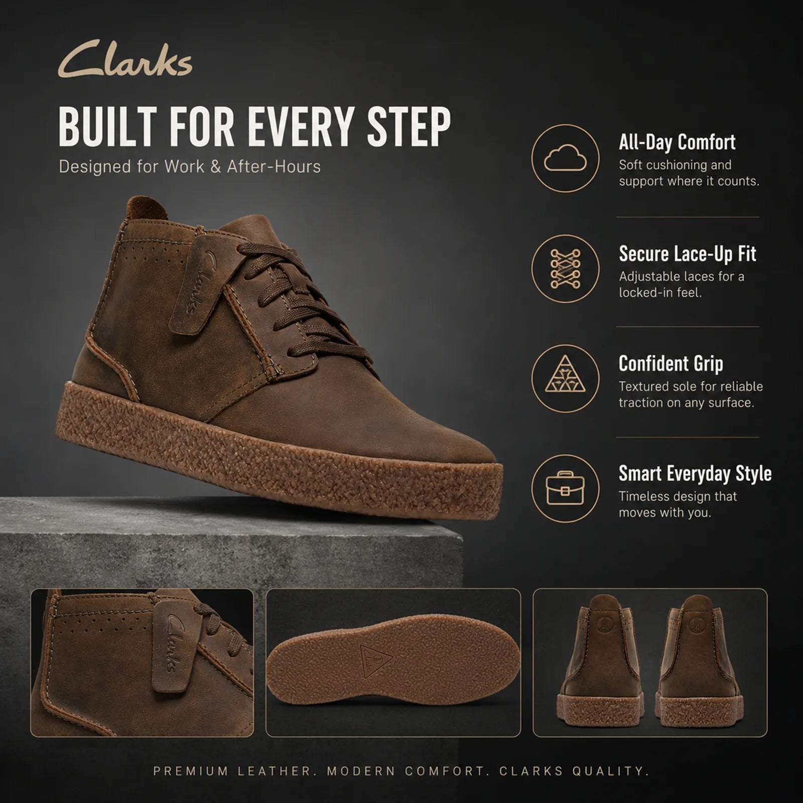 Men's khaki mid-cut lace-up boots with nubuck upper and durable traction outsole.